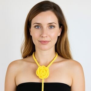 Handmade Floral Neclace Crochet brooch Pendant Bag Charm Hair Hat Belt Accessory